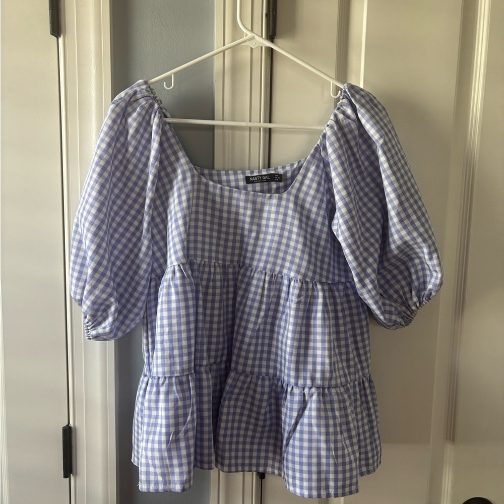 Nasty Gal Plaid Blouse